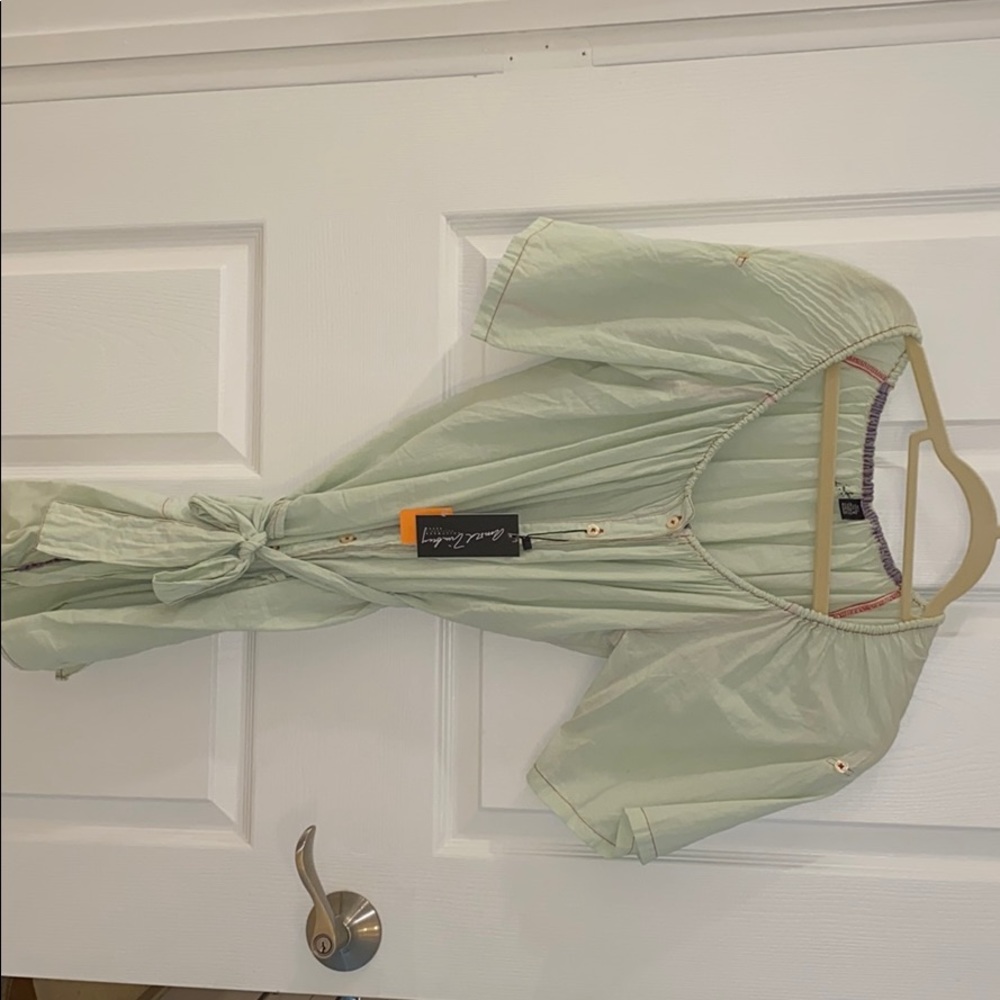 Light greeen off the shoulders dress
